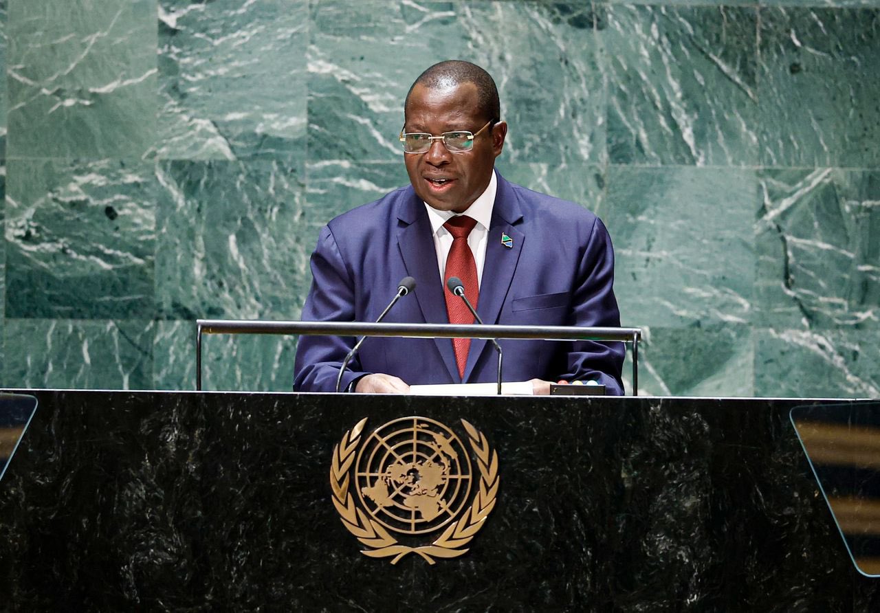 xDr. Philip Mpango addressing the United Nations General Debate 78th Session.